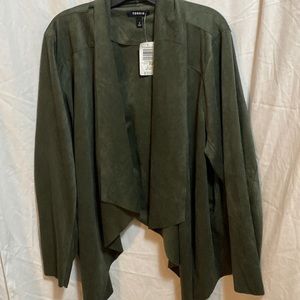 Torrid Faux Suede Drape Front Jacket Olive Green NWT size 3 (3x)